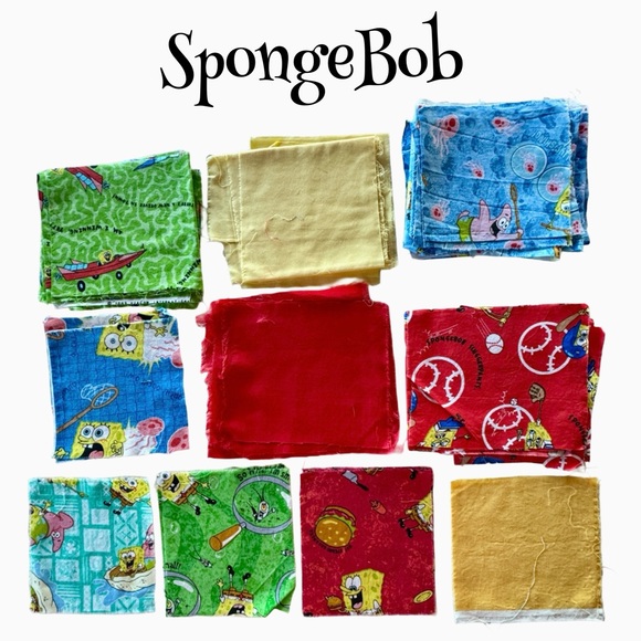 Viacom Other - SpongeBob 2002 Vintage Cotton Fabric Blocks and Remnants